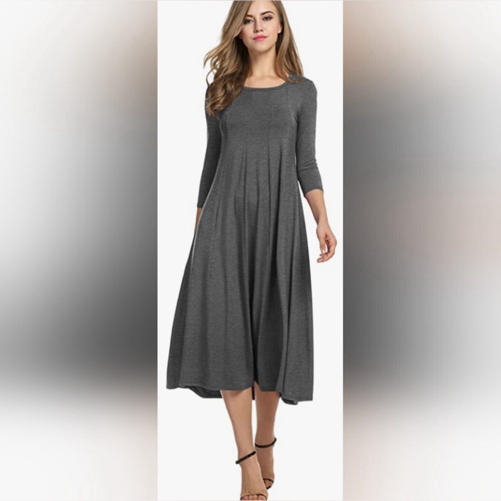 Elegant Gray Midi Dress